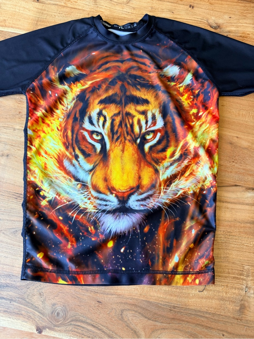 Summo Sports kids, Brazilian Jiu Jitsu rash guard- fierce tiger size large